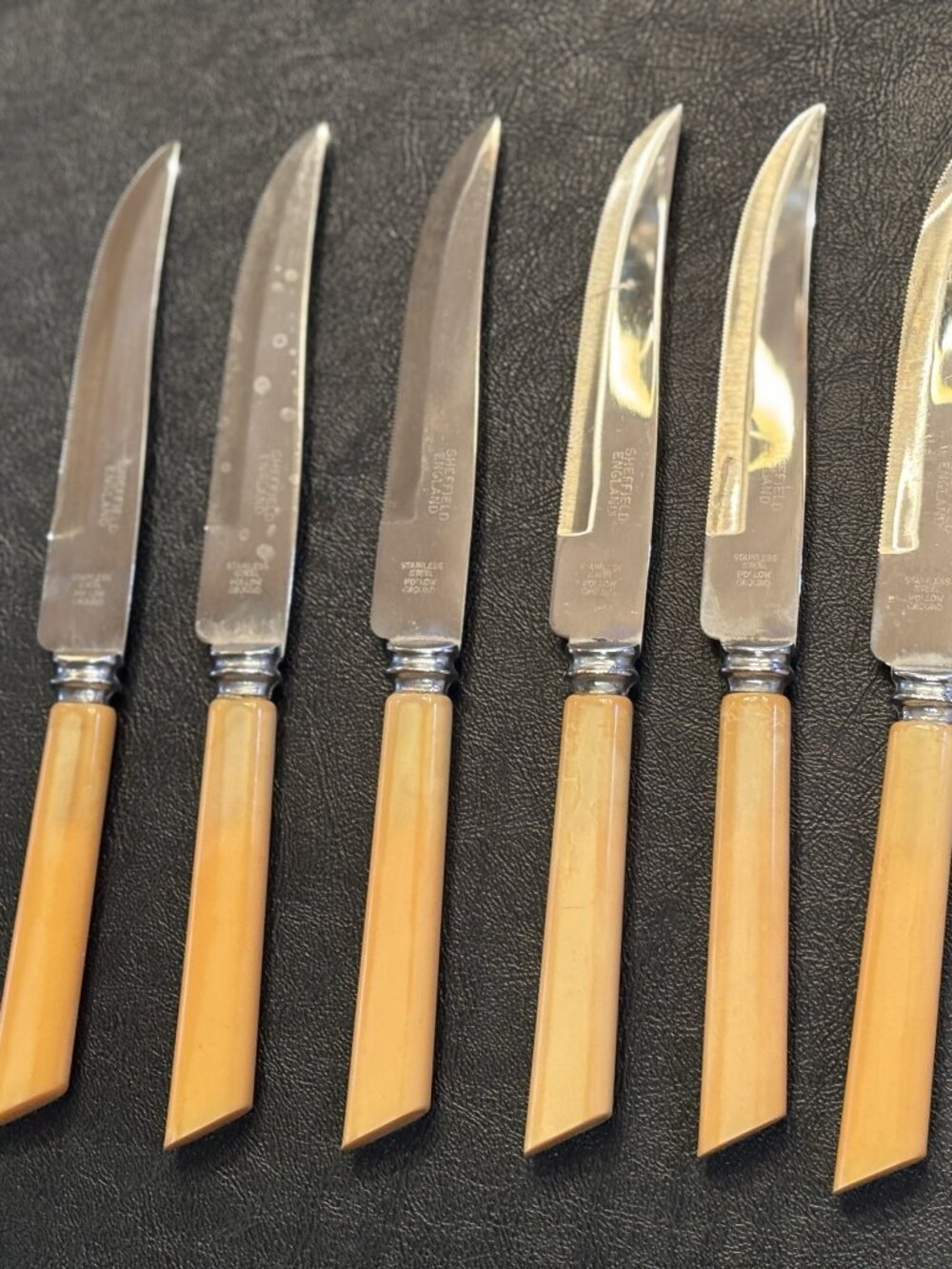 Sheffield England Stainless Steel Bakelite Steak Knives (set of 6)